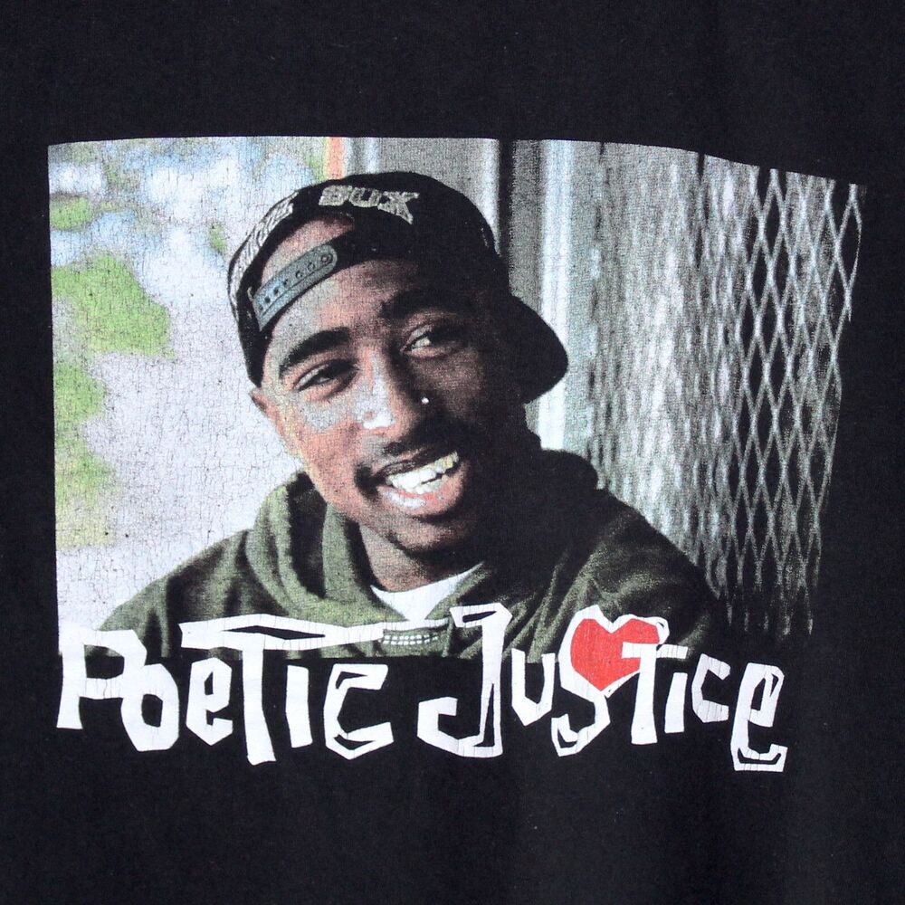 Official Tupac Shakur Poetic Justice movie men Tshirt XL black short sleeve rap